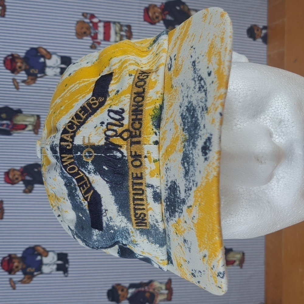 Vintage Georgia Tech embroidered blue & gold splatter splash paint snapback hat